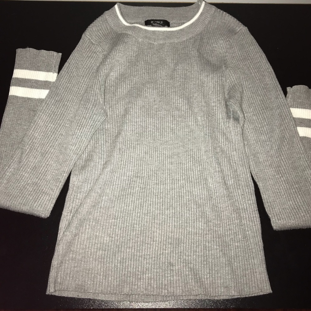 Grey with white accent Forever 21 knit top